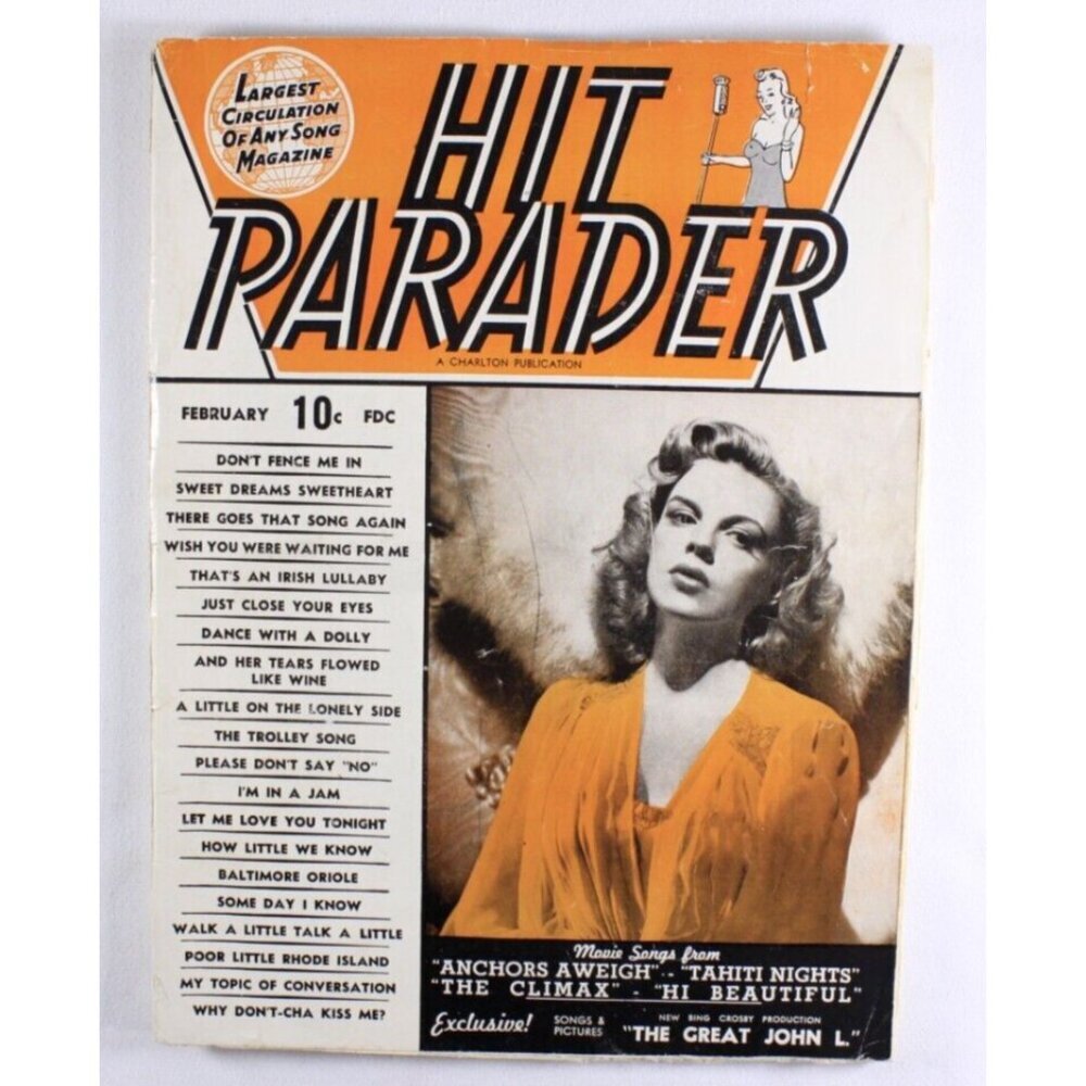 Hit Parader Magazine Feb 1945 Judy Garland cover, 93 songs Music + lyrics